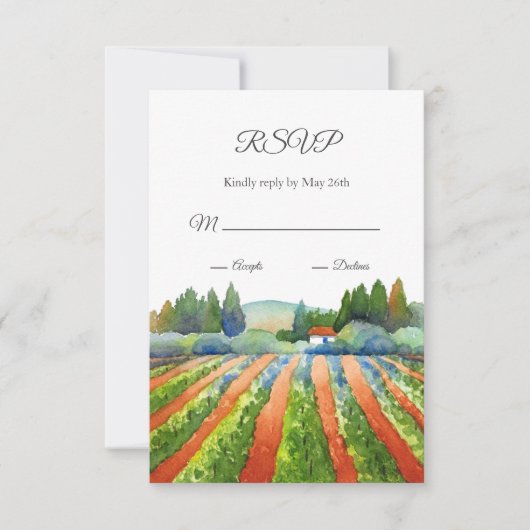 Red Green Blue Vineyard RSVP Karte (Vorderseite)