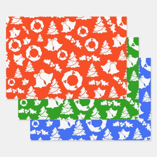 Red, Green & Blue Weihnachtsmuster Geschenkpapier Set (Set)