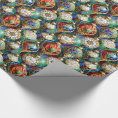 Red Green Blue White Gold Weihnachtsschmuck Geschenkpapier (Ecke)