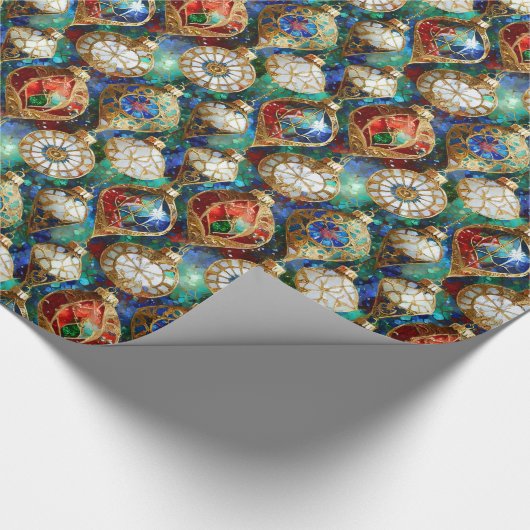 Red Green Blue White Gold Weihnachtsschmuck Geschenkpapier (Ecke)
