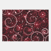 Red Green & Blue Winter Swirt Motif Geschenkpapier Set (Vorderseite)