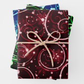Red Green & Blue Winter Swirt Motif Geschenkpapier Set (Beispiel)