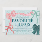 Red Green Bow Green Favorite Things Holiday Party Einladung (Vorderseite)