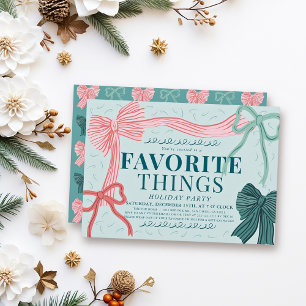 Red Green Bow Green Favorite Things Holiday Party Einladung