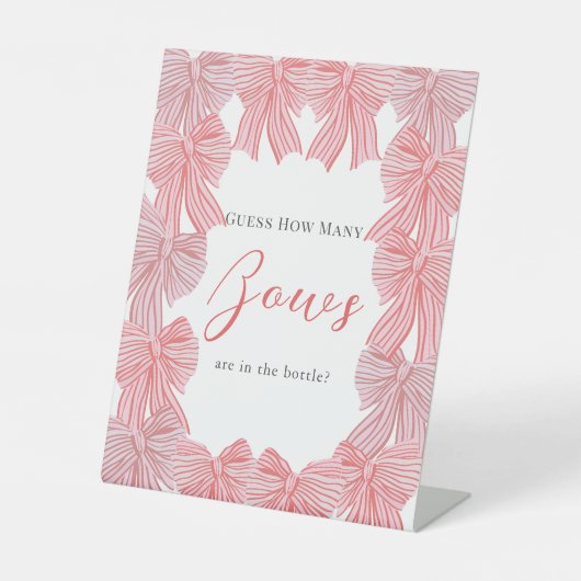 Red & Green Bow/Ribbon Babydusche Wie viele Bows Sockelschild (Vorderseite)