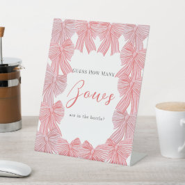 Red & Green Bow/Ribbon Babydusche Wie viele Bows Sockelschild