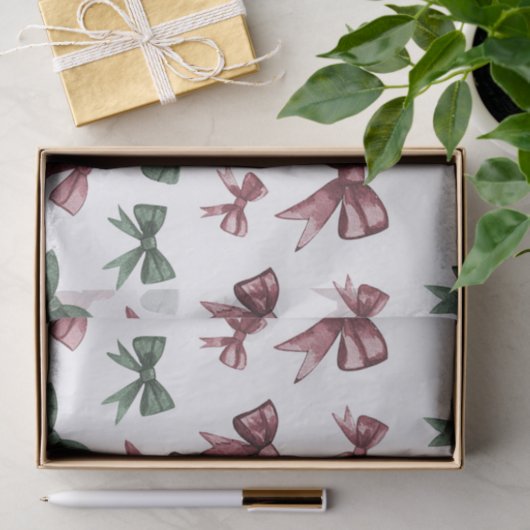 Red Green Bows Weihnachten Seidenpapier (Geschenk)