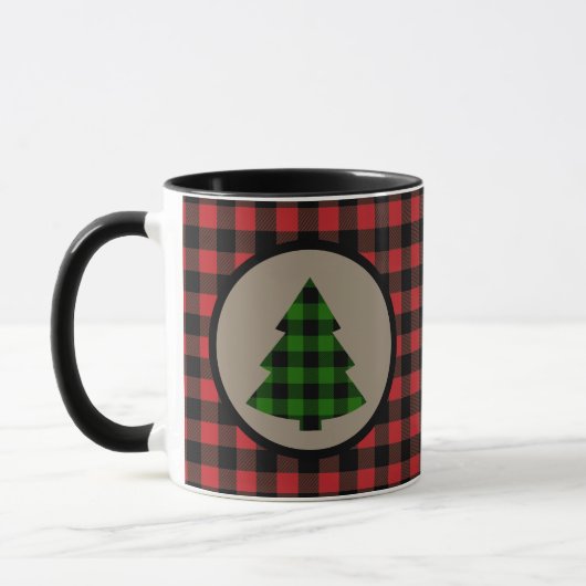 Red Green Buffalo Karierter Weihnachtsbaum Tasse (Links)