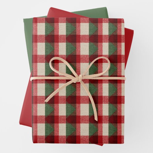 Red Green Buffalo Karierter Weihnachtsurlaub Geschenkpapier Set (Beispiel)