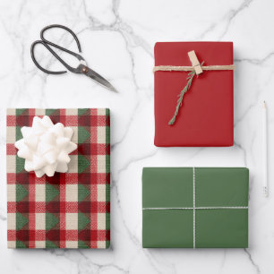 Red Green Buffalo Karierter Weihnachtsurlaub Geschenkpapier Set