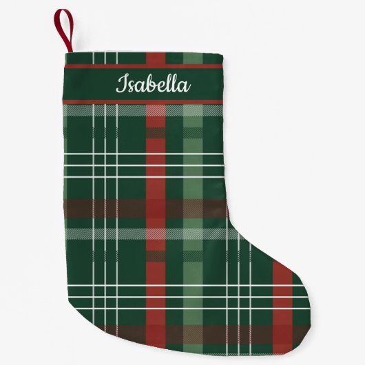 Red & Green Buffalo Plaid Personalized  Kleiner Weihnachtsstrumpf (Vorderseite)