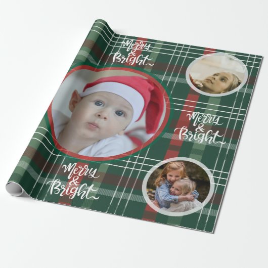 Red & Green Buffalo Plaid Personalized Xmas Wrap Geschenkpapier (Ungerollt)