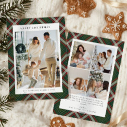 Red Green Buffalo Plaid Photo collage Christmas Feiertagskarte
