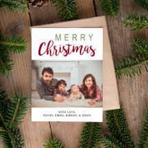 Red Green Calligraphy Frohe Weihnachtsfamilie Foto