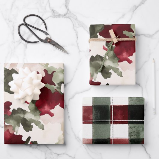 Red Green Camo Birthday Geschenkpapier Set (Vorderseite)