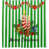 Red & Green Candle Center Weihnachtsbad Duschvorhang (Vorderseite)