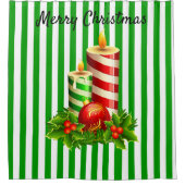 Red & Green Candle Center Weihnachtsbad Duschvorhang (Vorderseite)