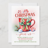 Red Green Candy Cane Hot Cocoa Weihnachtsfest Part Einladung (Vorderseite)
