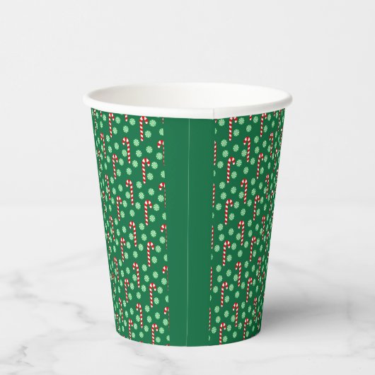 Red Green Candy Cane Peppermint Weihnachten Pappbecher (Rechts)