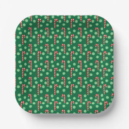 Red Green Candy Cane Peppermint Weihnachten Pappteller