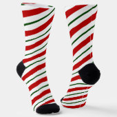 Red & Green Candy Cane Stripes Weihnachten Socken (Gewinkelt)
