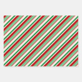Red & Green Candy Cane Weihnachten koordiniert Geschenkpapier Set (Vorderseite)