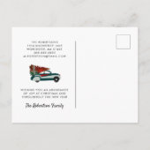 Red Green Car Weihnachtsbaum-Bewegung Ankündigungspostkarte (Rückseite)