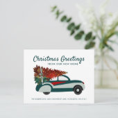 Red Green Car Weihnachtsbaum-Bewegung Ankündigungspostkarte (Stehend Vorderseite)
