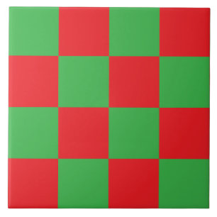 Red Green Checked Karo Design Fliese