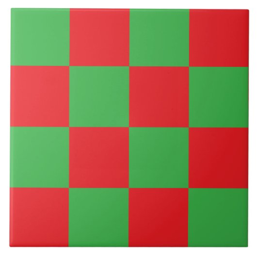 Red Green Checked Karo Design Fliese (Vorderseite)