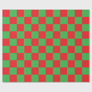 Red Green Checked Karo Design Geschenkpapier