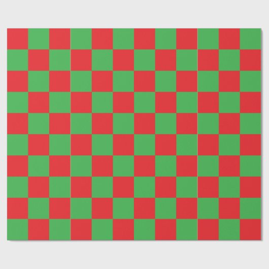 Red Green Checked Karo Design Geschenkpapier (Flach)