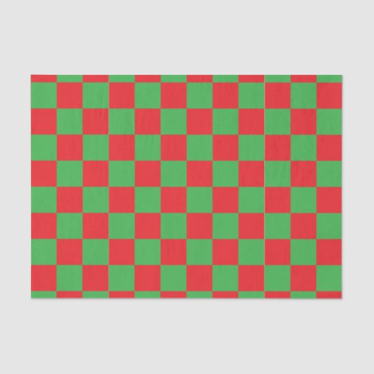 Red Green Checked Karo Design Seidenpapier (Vorderseite)
