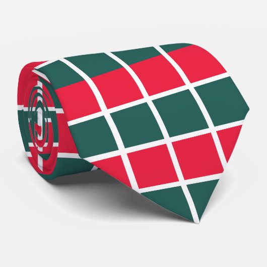 Red Green Checked Krawatte (Gerollt)