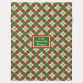 Red Green Checkered Blanket Custom Name Cozy Art Fleecedecke (Vorderseite)