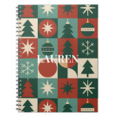 Red Green Checkered Mitte Jahrhundert Urlaub Notizblock (Vorderseite)