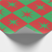 Red green checkered retro Christmas  starbursts  Geschenkpapier (Ecke)