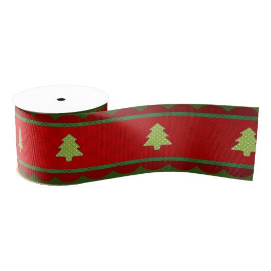 Red Green Christamas Trees Ribbon Ripsband (Spule)