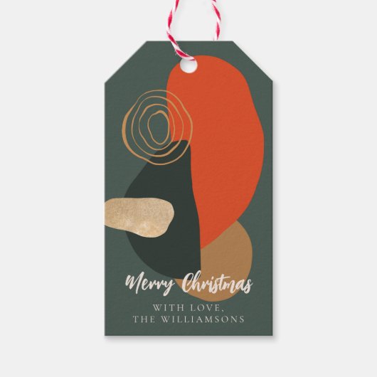 Red Green Christmas Abstrakt Custom Grußname Geschenkanhänger (Vorderseite)