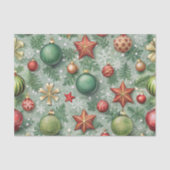 RED & GREEN CHRISTMAS BALLS STARS SNOWFLAKES SEIDENPAPIER (Vorderseite)