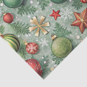 RED & GREEN CHRISTMAS BALLS STARS SNOWFLAKES SEIDENPAPIER (Ausschnitt)