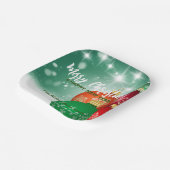 Red Green Christmas Baubles Winter Wonderland Pappteller (Gewinkelt)