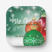 Red Green Christmas Baubles Winter Wonderland Pappteller (Vorderseite)