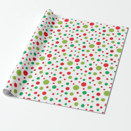 Red Green Christmas Confetti Dots Muster Geschenkpapier