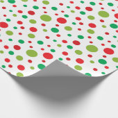 Red Green Christmas Confetti Dots Muster Geschenkpapier (Ecke)