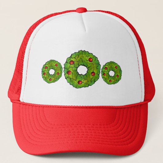 Red Green Christmas Cookie Holly Berry Wreath Xmas Truckerkappe (Vorderseite)