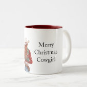 Red Green Christmas Cowgirl Zweifarbige Tasse (VorderseiteRechts)