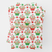 Red Green Christmas Cupcakes Pattern Geschenkpapier Set (Beispiel)