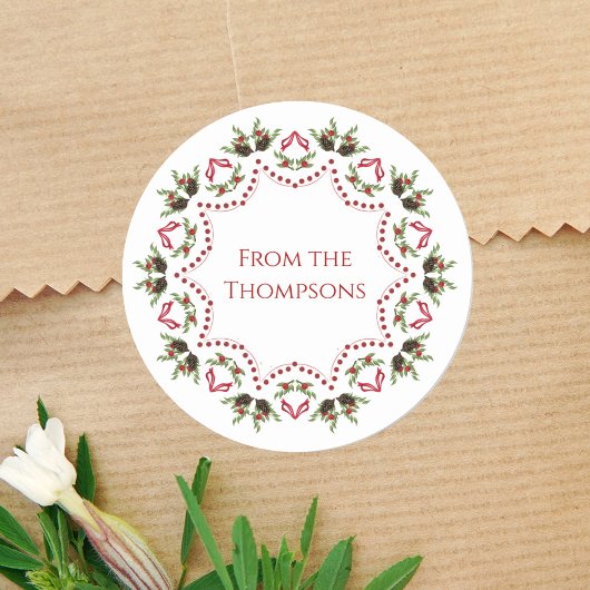 Red Green Christmas Custom Gift Tag Runder Aufkleber