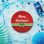 Red Green Christmas Design Anpassbarer Text Pappteller (Party)